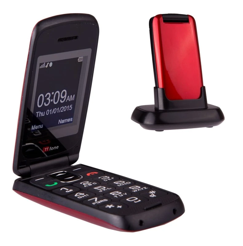 Image of TTfone TTfone Star TT300 Red: Best Quality Flip Senior Phone with EE Pay As You Go - Unlocked
