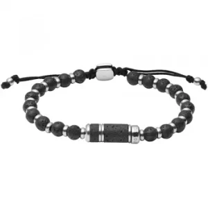Image of Fossil Caravan Mens Lava Stone Beaded Bracelet JF03688040
