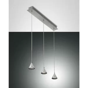Image of Fabas Luce Delta LED Straight Bar Pendant Ceiling Light Satin Aluminum Glass