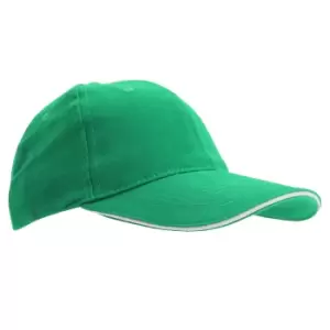 Image of SOLS Unisex Buffalo 6 Panel Baseball Cap (ONE) (Kelly Green/White)