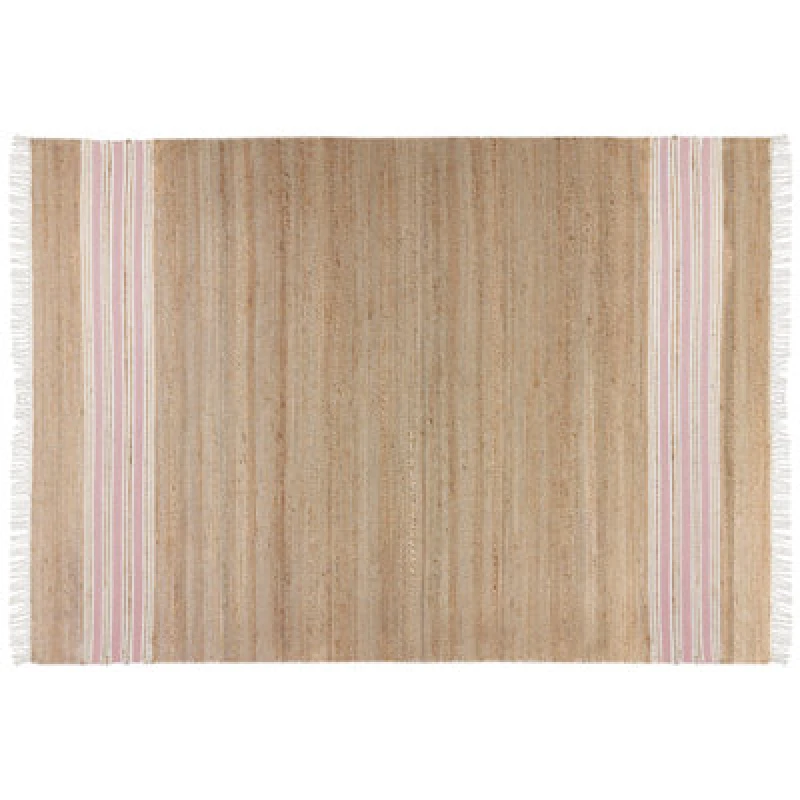 Image of Beliani Rug Mirza Pastel Pink 160 X 230 Cm Jute