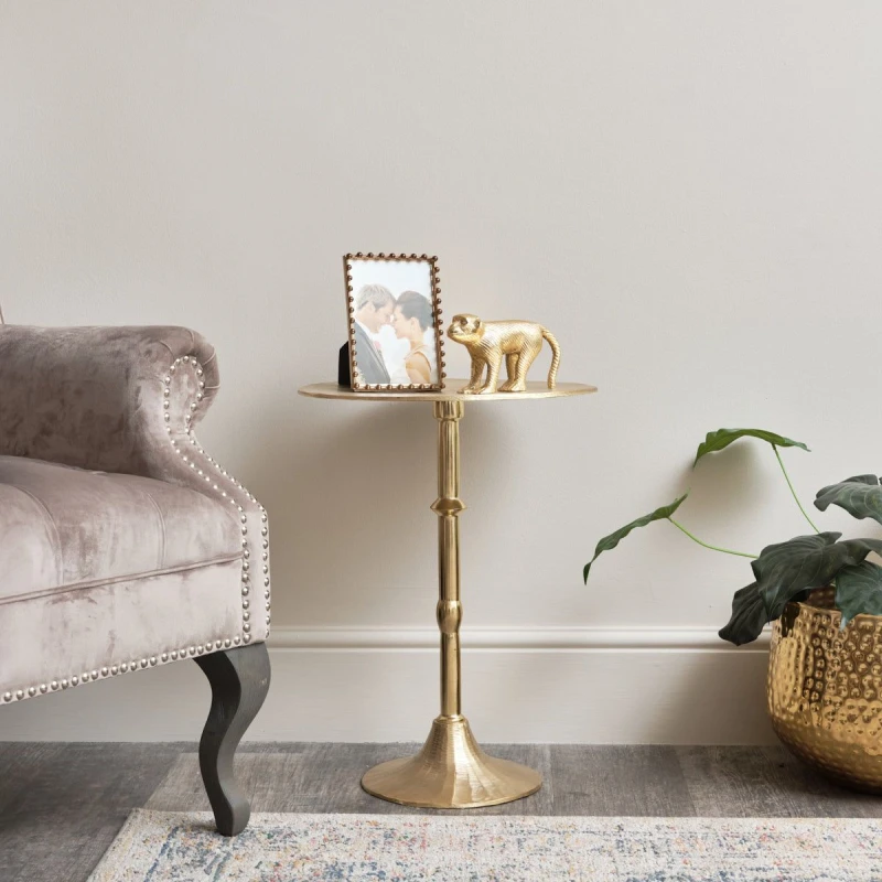 Image of Melody Maison Round Gold Metal Side Table Metallic Gold