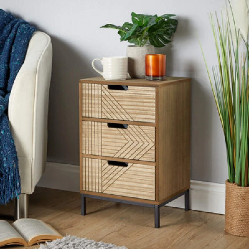 Image of Home Source Mundesley 3 Drawer Bedside