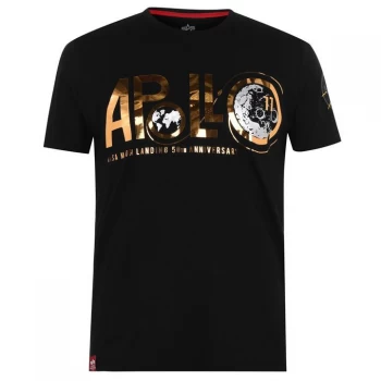 Image of Alpha Industries Alpha Industries Apollo 11 Anniversary Foil T Shirt - Black 03