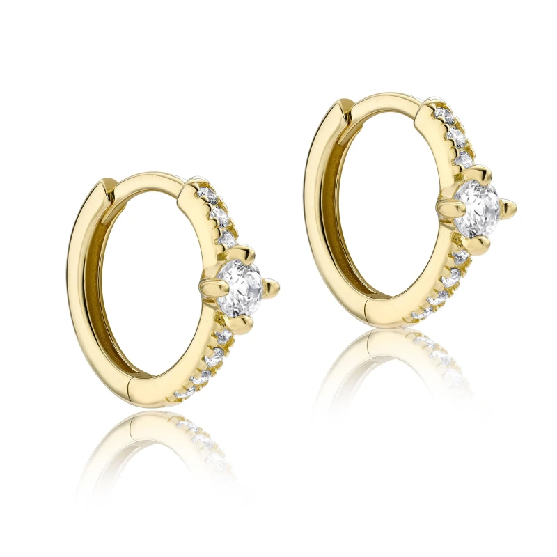 Image of Be You 9ct Gold CZ Mini Hoops White Gold female One Size