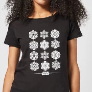 Image of Star Wars Snowflake Womens Christmas T-Shirt - Black