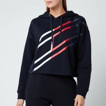 Image of Tommy Sport Womens Relaxed Flag Graphic Hoodie - Desert Sky - XS
