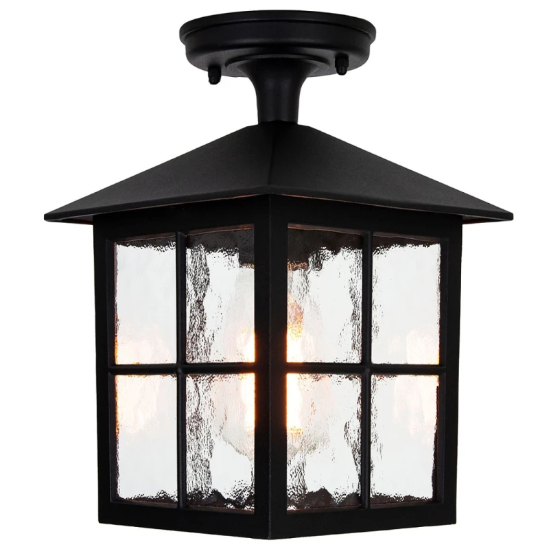 Image of Happy Homewares Classic Matte Black Die-Cast Aluminium Metal Exterior Lantern Light Fitting Black Unisex