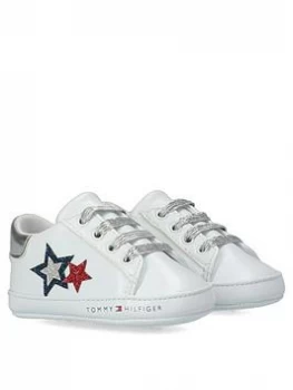 Image of Tommy Hilfiger Baby Lace Up Trainer - White, Size 2 Younger