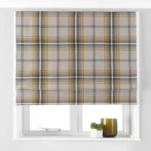 Image of Aviemore Tartan Faux Wool Roman Blind Ochre