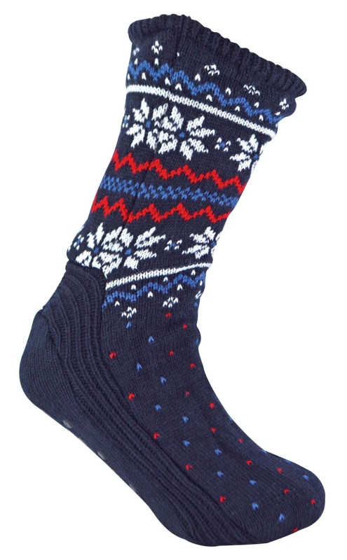Image of Sock Snob Sock Snob Men Winter Warm Christmas Fairisle Pattern Bootie Socks in Navy Size: 7-11 Navy 7-11 Male 5060910921128