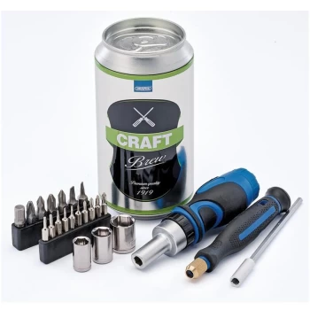 Image of 4775 Stubby Ratchet Screwdriver and Bit Set, Special Edition - Workshop Brew 23pcs - Draper