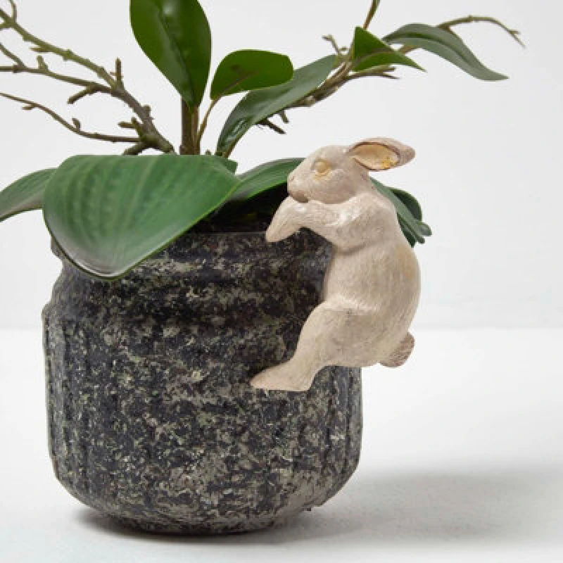 Image of Homescapes Rabbit Pot Hangers - Pot Decoration White