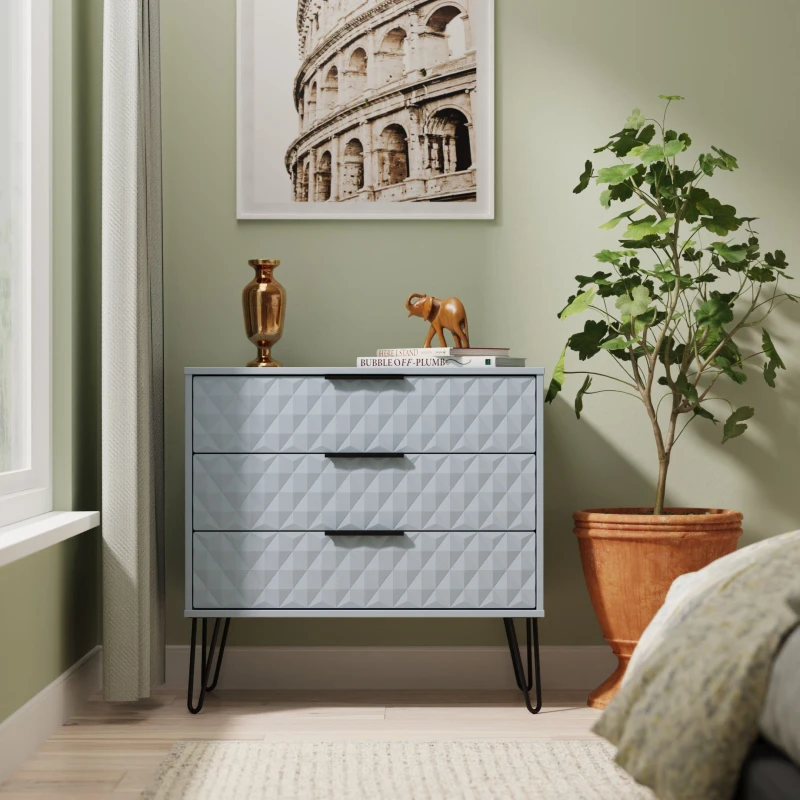 Image of Ready Assembled 2 U Islay 3 Drawer Chest (Ready Assembled) in Light Blue Size: Medium Light Blue Unisex Medium