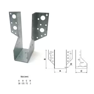 Image of Jiffy Timber Joist Hangers Decking Lofts Roofing Zinc Packs - Size 38x125x75x2mm - Pack of 5