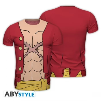 Image of One Piece - Replica "Luffy New World" Mens Large T-Shirt - Multi-colour