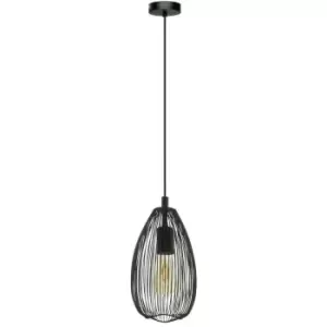 Image of Clevedon Wire Frame Pendant Ceiling Light Black - Eglo