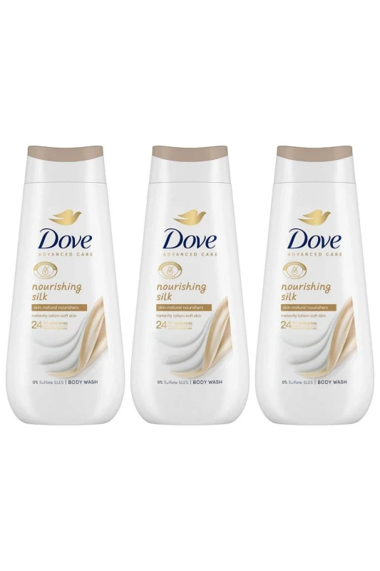Image of Dove 'Body Wash' Nourishing Silk 24H Renewing Micromoisture, 3x 225ml White female