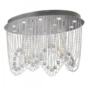 Image of Ceiling Oval 12 Light Polished Chrome, Crystal