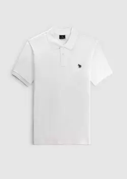Image of Paul Smith Mens Regular Fit Ss Zebra Poloshirt Shirt In White