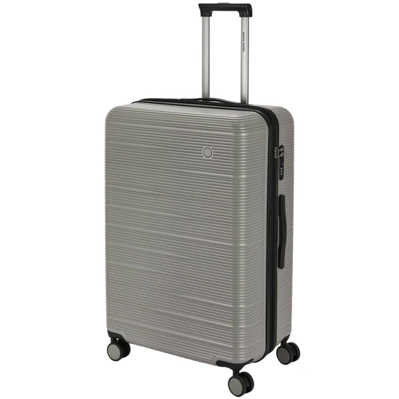 Image of Pierre Cardin Arles Medium Checked Travel Suitcase, Expandable Hard Shell - Grey Grey Unisex Medium