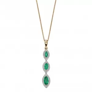 Image of 9ct Recolour Marquise 3 Drop Emerald Yellow Gold Pendant GP2240G