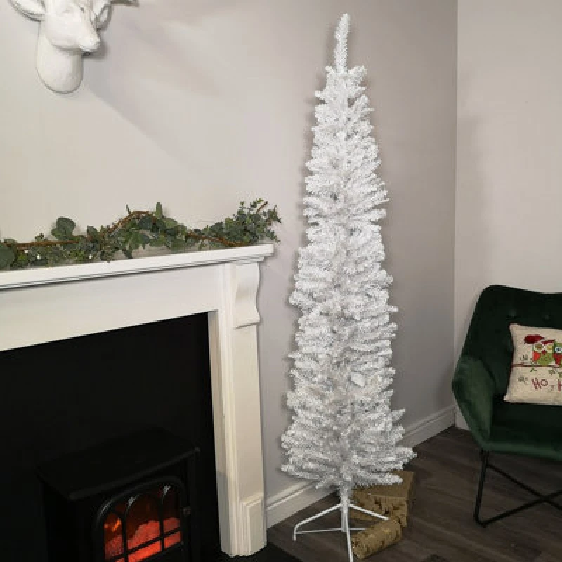 Image of Samuel Alexander 6.5ft (2m) Premier Pencil Style Slim Christmas Tree in White White