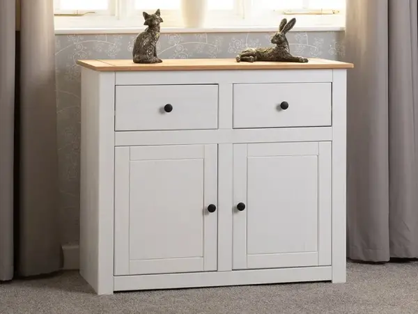 Image of Seconique Panama White and Waxed Pine 2 Door 2 Drawer Sideboard
