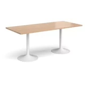 Image of Genoa rectangular dining table with white trumpet base 1800mm x 800mm - beech