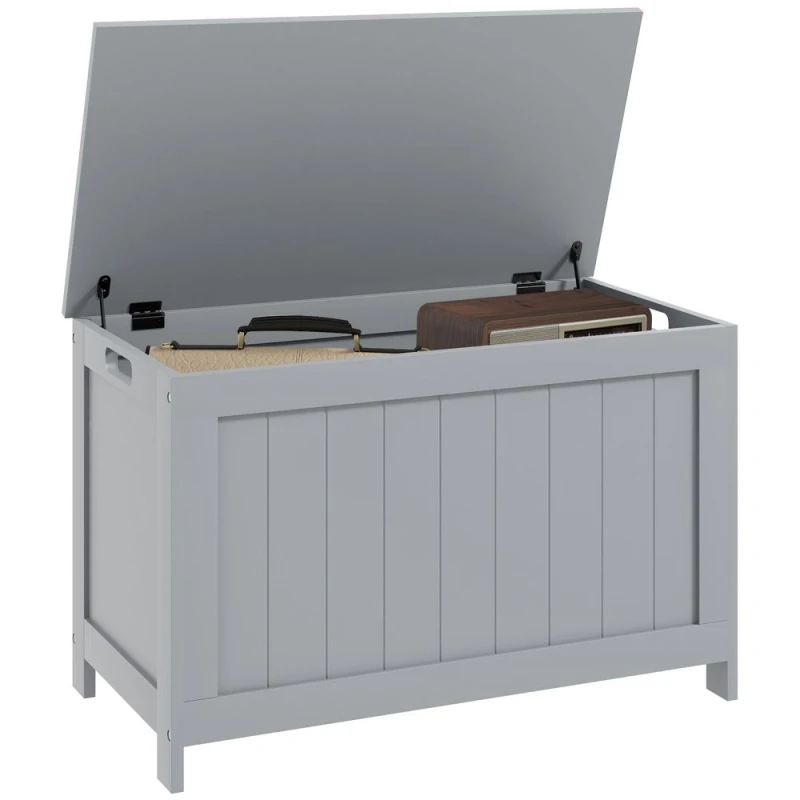 Image of HOMCOM HOMCOM Modern Storage Chest with 2 Safety Hinges for Living Room, Entryway in Grey Grey One Size Unisex 5056725506377