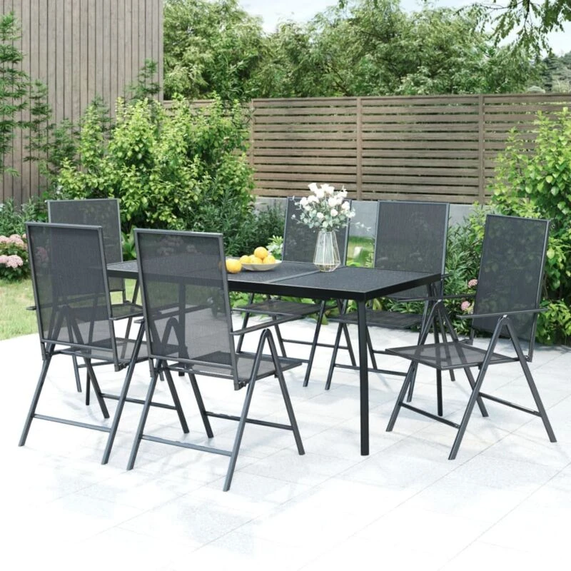 Image of VIDAXL 7 Piece Garden Dining Set Anthracite Steel Vidaxl 3187981