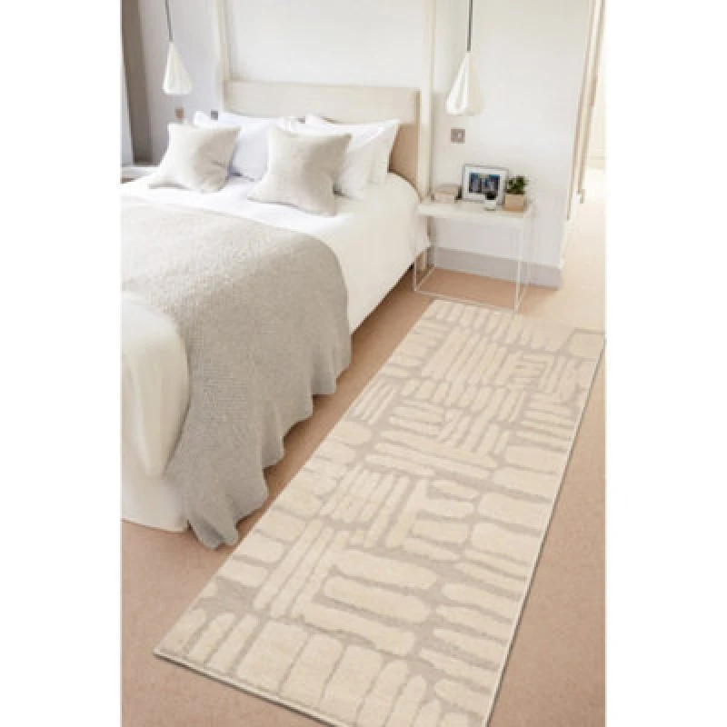 Image of Melrose Ava Abstract Pave Design Cream Beige Indoor Area Rug 080/200Cm