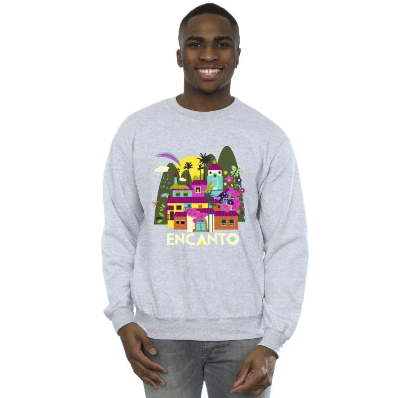 Image of Disney Men Encanto Many Houses Sweatshirt in Grey Size: Small Grey S Male 5063153606784