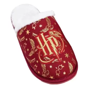 Image of Harry Potter Girls Embroidered Slippers (1 UK) (Red/Golden Yellow)