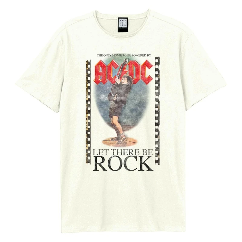 Image of Amplified Amplified Men Let There Be Rock Angus AC DC T-Shirt in White Size: X-Small White XS Male 5063425830633