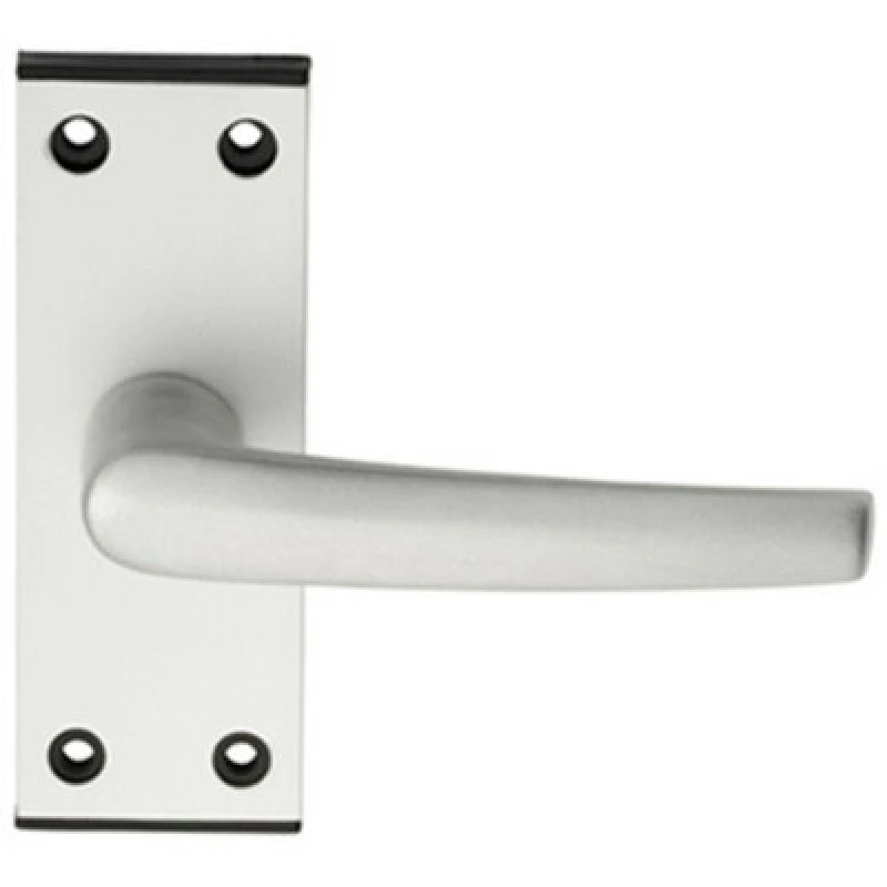 Image of Loops PAIR Straight Lever on Latch Backplate Door Handle 102 x 38mm Satin Aluminium Multi