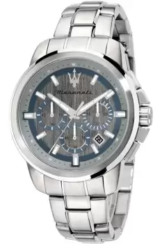 Image of Gents Maserati Successo 44mm Chr Silver Dial Bracelet Ss Watch