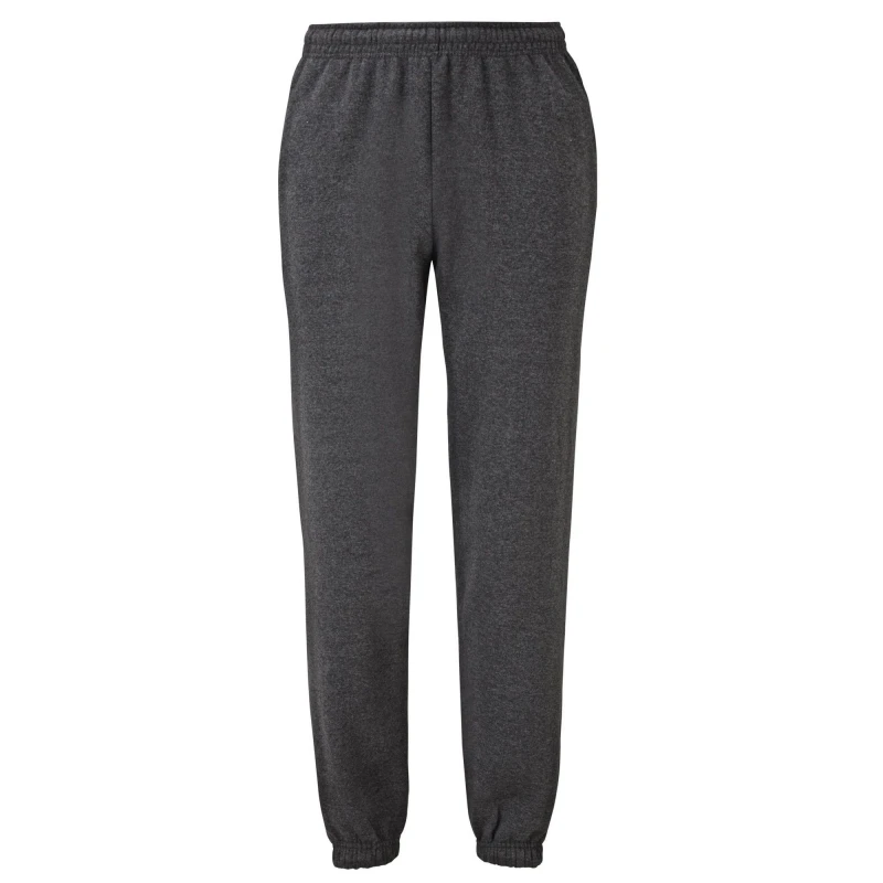 Image of Fruit Of The Loom Classic Heather Elasticated Hem Jogging Bottoms Grey unisex