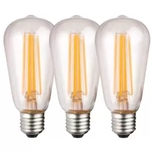 Image of Harperliving - Harper Living 8 Watts ST64 E27 LED Bulb Clear Warm White Dimmable, Pack of 3