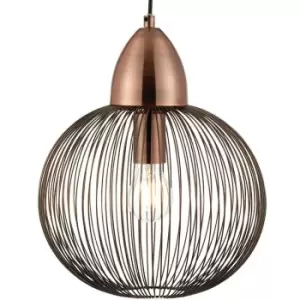 Image of Hanging Ceiling Pendant Light ANTIQUE COPPER WIRE Round Shade Modern Lamp Bulb