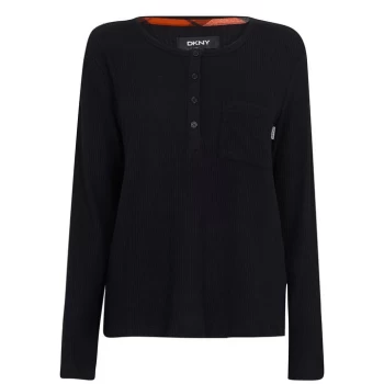 Image of DKNY CheckList Long Sleeve Top - Black 001