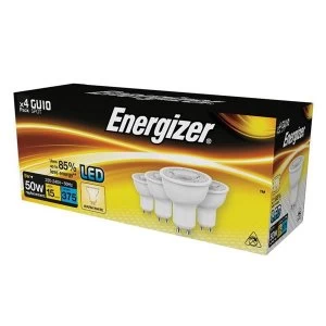 Image of Energizer LED GU10 50° Non-Dimmable Bulb, Warm White 375 lm 5W (Pack 4)