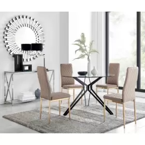 Image of Furniture Box Cascina Dining Table and 4 Cappuccino Gold Leg Milan Chairs