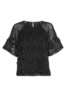Image of French Connection Apollo Lace Top Black