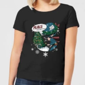 Image of DC Superman Peace On Earth Womens Christmas T-Shirt - Black - M