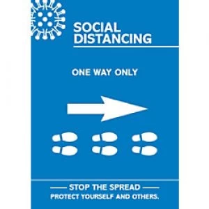 Image of Seco Health & Safety Poster Social distancing - one way only right A3 Semi-Rigid Plastic 42 x 59.5 cm