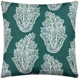Image of Kalindi Paisley Outdoor Cushion Teal, Teal / 43 x 43cm / Polyester Filled