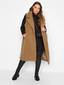 Image of Yours Faux Shearling Longline Gilet - Natural, Size 20, Women