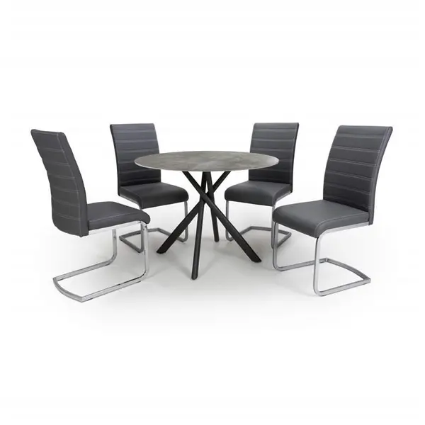 Image of Shankar Avesta Grey & 4 Callisto Grey Dining Set - Grey M
