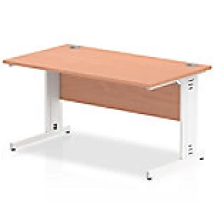 Image of Impulse 1400/800 Rectangle White Cable Managed Leg Desk Beech
